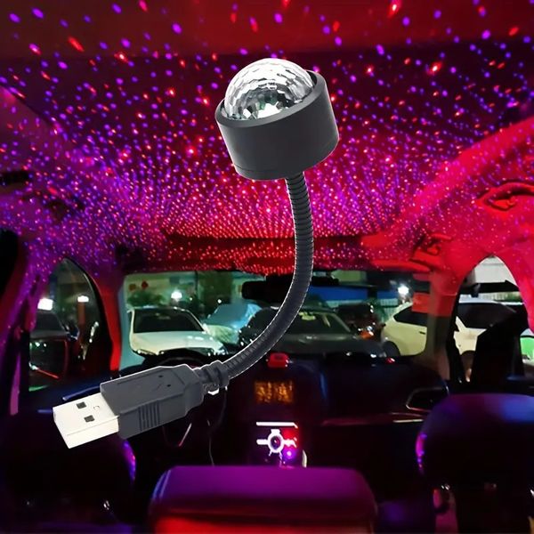 Luz ambiental USB de 4,33 pulgadas, miniluz USB, lámpara de atmósfera de coche colorida y flexible