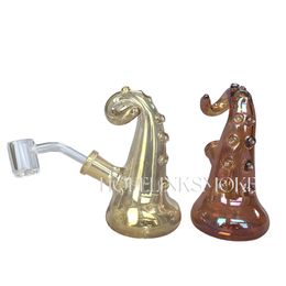 4.33in Galvanoplastia Metal Iridiscente Pulpo Tentáculo Vidrio Fumar Pipas de agua Dab Rigs para fumar tabaco Color al azar con Banger de cuarzo