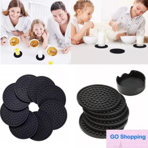 Sous-verres ronds noirs en Silicone, 4.3 pouces, 6 pièces/ensemble, tapis de tasse, vaisselle de table avec support, 60 pièces de qualité