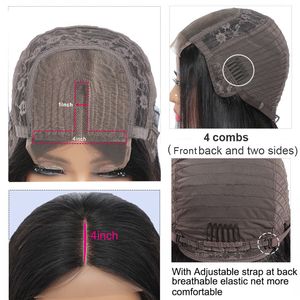 4 * 4 * 1 perruque en dentelle Wig T-parts Peruvian 100% Human Heuv Hair Lace Wigs Mécanisme de couleur naturelle droite silk