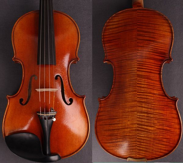 4/4 Excelente violín flameado!! ¡Copia Antonio hecha a mano! Tono fuerte 4/4 con caja de fibra de carbono y lazo