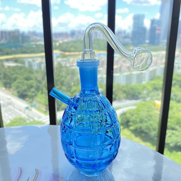 4,4 pouces narguilé bleu verre Bong fumer tuyau d'eau barboteur Shisha tuyau avec bol