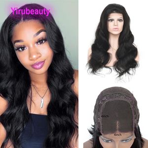 Yirubeauty – perruque Lace Closure Wig brésilienne, cheveux naturels vierges, Body Wave, densité 150%, 180%, 210%, couleur naturelle, 10-32 pouces, 4x4