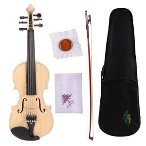 4/4 viool 6 strings handgemaakte natuurlijke kleur vioolvrije kast boog hars geen verf