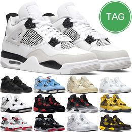 4 4S basketbalschoenen Militaire zwarte kat Universiteit Blue Sail White Oreo Red Thunder Bred Cement Men Women Sports Trainer Sneakers