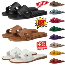 Envío Gratis sandalias casuales para mujer deslizadores zapatillas diseñador blanco claro negro marrón azul caqui zapatos de interior de cuero