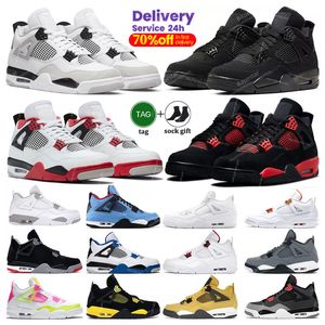 4 4s Black Cat Thunder Fire Red Basketball Chaussures Men Femmes J4 Sneaker Military Sail blanc Oreo Pure Money Dark Mocha University Bred Trainers Sneakers avec boîte