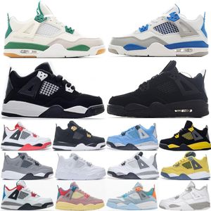 4 4s Zapatos para niños Baloncesto Niño Zapato Plataforma Criado Gato Negro Fuego Rojo Amarillo Trueno Universidad Rosa Militar Azul Entrenadores niños niños niñas Zapatillas deportivas