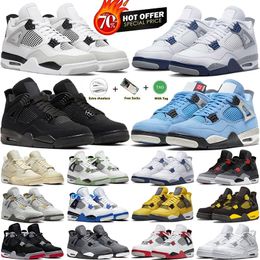 4 4s Chaussures de basket-ball Military Black Cat métallique or militaire noir Sail jaune Thunder White Fire rouge Cool Grey Blue University Pure Sports Pur Sneakers 36-47