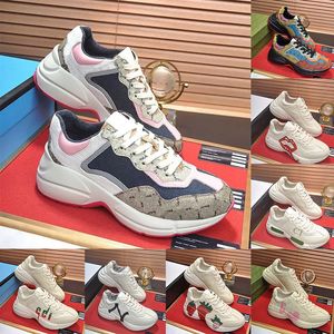 Distressed Ivory Designer Dress Shoes guccir Rhyton Pink Black Red Blue Beige Ebony GG Vintage Trainers Platform Cloud Bottoms【code ：L】Sneakers