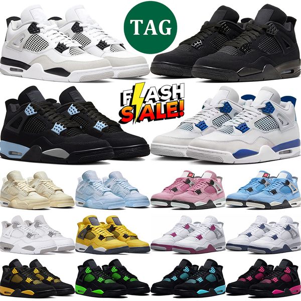 Hombres Mujeres 4S Zapatos de baloncesto 2024 Blue Black Black Black Sail Pink Thunder Pine Green Midnight Navy Sports Trainer Sneakers