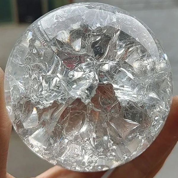 4/5/6/8cm Crack Crystal Bola de vidrio Magia Sphere Feng Shui Ornament Fuente de agua rocosa Bola de bonsai sala de estar decoración del hogar