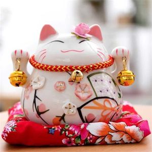 4.5/6 pouces Céramique Maneki Neko Tirelire Japonais Creative Lucky Fortune Chat Tirelire Ornements Décoration de La Maison Cadeaux D'affaires 211108