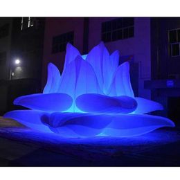 4/5/6M Grote Opening Opblaasbare Lotusbloem Drijvend Op Het Water Party Decor Mooie Witte Bloem Met Led-verlichting Voor Evenement Decoratie