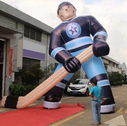 4/5/6m Aangepaste reclame Opblaasbare hockeyspeler Model Blow Up Sportsman Sculpture For Competition Venue Decoration