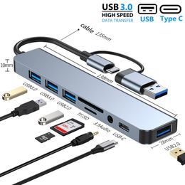 4/5/7/8 Poort 2 in 1 USB C Expander USB3.0 Hub Type C Splitter Dock Multipoort Audio Adapter USB Expander voor PC