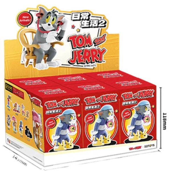 4.5-9cm Tom et Jerry Daily Life Série aveugle Box Mystery Lucky Box PVC Migne Kawaii Anime Status Figures Modèle d'anniversaire Toy cadeau