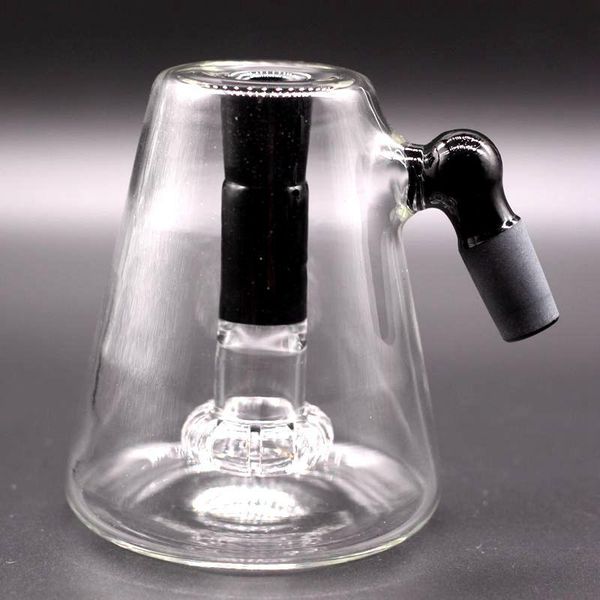 4,5 pouces verre noir bong narguilés attrape-cendres 14mm joint épais Pyrex barboteur 45 degrés verre cendrier conduites d'eau