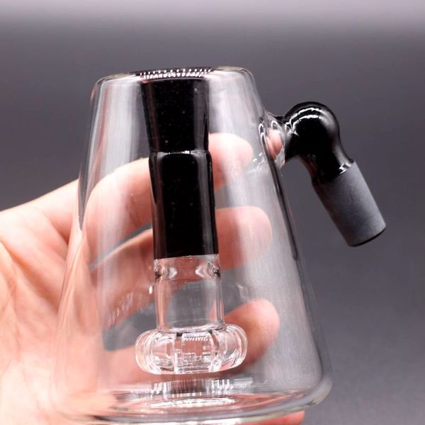 4,5 pouces verre noir bong narguilés attrape-cendres 14mm 18mm d'épaisseur pyrex barboteur attrape-cendres 45 conduites d'eau attrape-cendres à 90 degrés