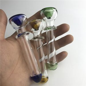 Tuyaux à main en verre de 4,5 pouces pour fumer avec des embouts de filtre en verre transparent vert bleu brun
