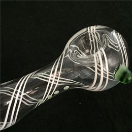 4,5 inch handmoer handleiding goedkope pyrex glazen tabak lepel buizen met witte gestriaire roken accessoires voor droog roken