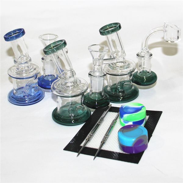 4,5 pouces mini-bangs en verre tamponnets de cartes de 14 mm Joints femelles avec bol en verre Bubbler Beaker Bong Water Pipes Huile Rigs Banger en Quartz