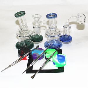 4,5 inch Mini Recycler Glass Bongs Dab Rigs 14 mm Vrouwelijke gewricht met glazen kom of 4 mm kwartskoper Kleine Bubbler Water Pipes Oil Rigs