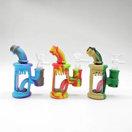 4.5 "Protable mini silicone eau dab plate-forme pétrolière bong avec quartz banger ou fumer bol de tabac en verre DHL