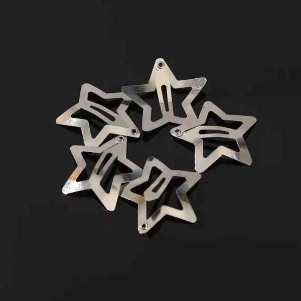 4/50pcs clips de pelo de estrella plateado para niñas y2k filigree estrella metal clip para horquilla de peluquería