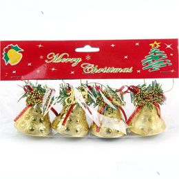 4,5 cm Bell Décorations de Noël Fournitures en plastique Galvanoplastie Cloches Chaîne Arbre Pendentif Accessoires En Gros Drop Livraison Dhxpu