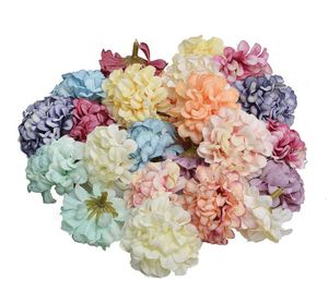 Hot 4.5CM hortensia fait à la main tête de fleur artificielle fête de mariage décoration de la maison bricolage couronne cadeau scrapbook artisanat tête de fleur en vrac GB636