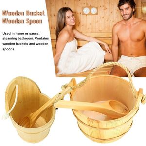 Seau en bois pour Sauna 4/5l, louche avec doublure, ensemble combiné, accessoires de salle de bains, accessoires de baril naturel faits à la main