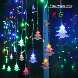 4 5M 96 Leds Cortina Árbol de Navidad Luces de cadena de carámbanos Luces de hadas Luces de Navidad Año Nuevo Decoración del banquete de boda UE 220V2990
