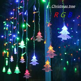 4 5M 96 Leds Cortina Árbol de Navidad Luces de cadena de carámbanos Luces de hadas Luces de Navidad Año Nuevo Decoración del banquete de boda UE 220V1955