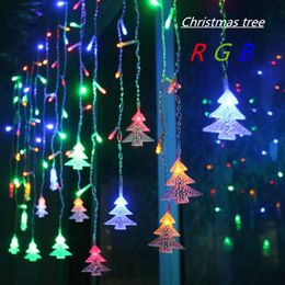 4 5M 96 Leds Cortina Árbol de Navidad Carámbano Luces de hadas Luces de Navidad Año Nuevo Luces Decoración para fiesta de boda EU 220V277V