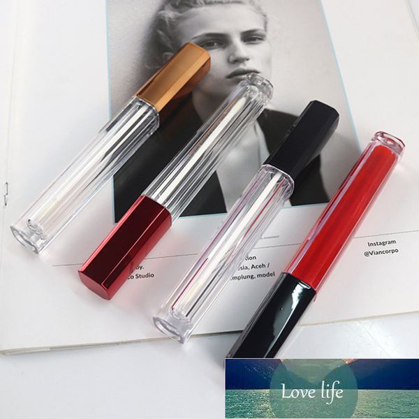 Tubos de brillo de labios transparentes vacíos de 4,5 ml, botella de brillo de labios de plástico, Mini muestra de lápiz labial, contenedor cosmético con tapa negra/roja/oro rosa