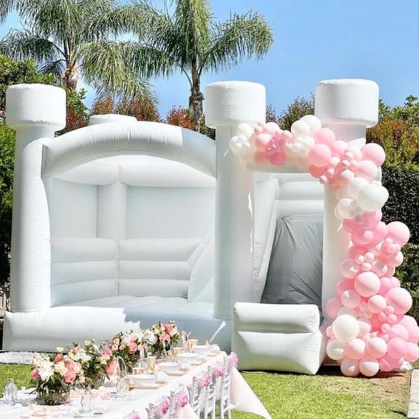 4,5 mlx4.5mwx3,5 mh (15x15x11.5ft) PVC complet de mariage blanc Bounce inflable Bounce house avec glissade Bounce château vide de château