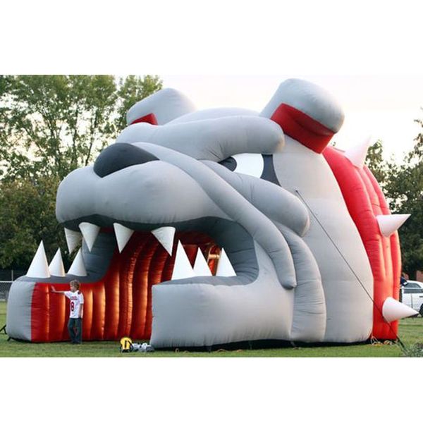 4.5mwx4.2MH (15x14) con ventilador lindo gigante gigante inflable bulldog túnel animal mascotas de entrada de mascot canal de fútbol carpa de casco para deportes incluso