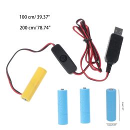 4.5V AA Dummy USB -voedingskabel met schakelaar Vervang 3 AA -batterijen