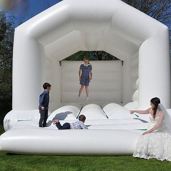 4,5x4,5 m (15x15ft) PVC complet commercial blanc gonflables Bounce Bounce Mariage Bouncer Trampoline Bouncy Castle Jumper Tent pour les enfants Adultes Party