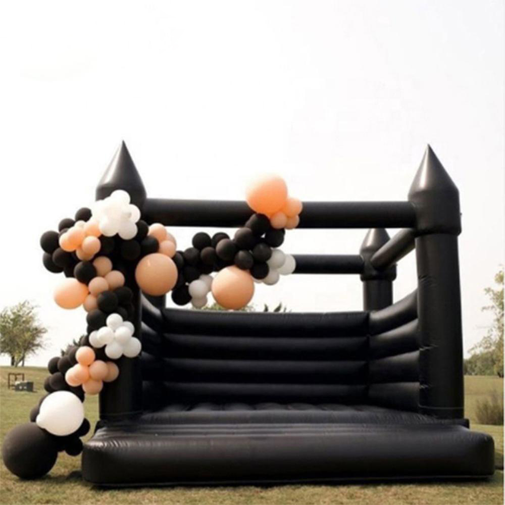 4,5x4,5 m (15x15ft) Full PVC Magic Black Uppblåsbart bröllopstopp Hus Vita hoppslott för fester från China Factory
