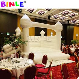 4.5x4m (15x13.2ft) PVC complet Playland Wedding Blanc Bounce Maison de rebond avec cavalier de glissière