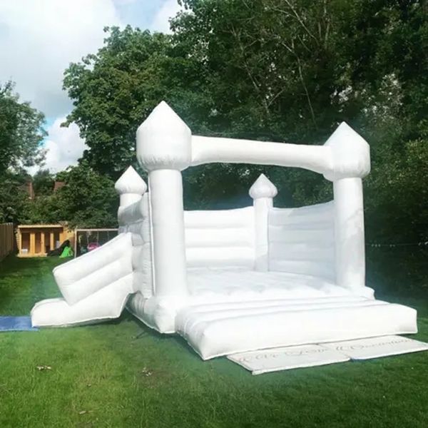 4.5x4m (15x13.2ft) PVC complet Playland Wedding Blanc Bounce Maison de rebond avec cavalier de glissière