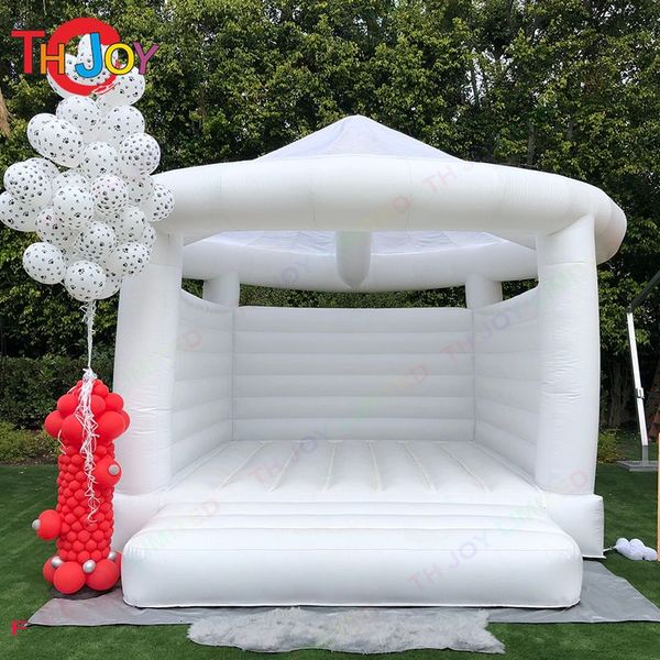 4.5x4m (15x13.2ft) Actividades al aire libre Castillo inflable popular Casa de rebote con carpa de boda blanca con techo Casa de salto para fiesta de aniversario de cumpleaños