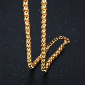 Collier chaîne à maillons en or jaune 14k, Long ras du cou pour femmes et hommes, Vintage Punk, bijoux cadeau, 4/6, 5mm