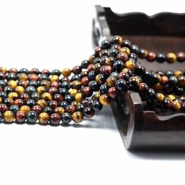 4/6/8/10 / 12 mm Stone naturelle Tiger Oeil Tiger Agate Round Loose Spacer Perles Bracelet pour hommes et femmes Accessoires de bijoux