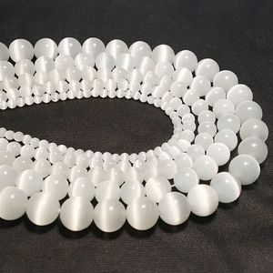 Perles en pierre de sélénite véritable, 4/6/8/10/12mm, pour la fabrication de bijoux, opale blanche, pour bricolage, Bracelet, collier, boucle d'oreille, perles en pierre de lune