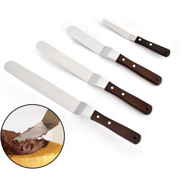 4/6/8/10 pouces en acier inoxydable gâteau spatule beurre crème glaçage glaçage couteau plus lisse cuisine pâtisserie gâteau décoration outils VT0228