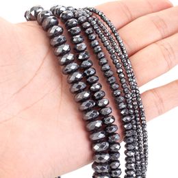 4/6/8/10 mm Stone naturelle Black Black Facet Flat Oval Wolay Perles pour les bijoux Bracelet Faire des bracelets ACCESSOIRES