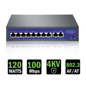 4 6 8 9 Port 10 / 100Mbps Ethernet Switch Fast High Power 120W POE Switch IEEE 802.3af / AT avec VLAN pour la caméra IP